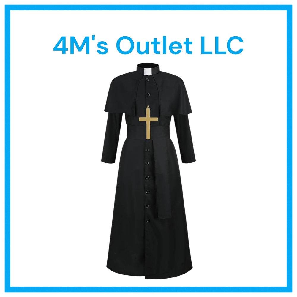 Black Clergy Robe with Gold Cross